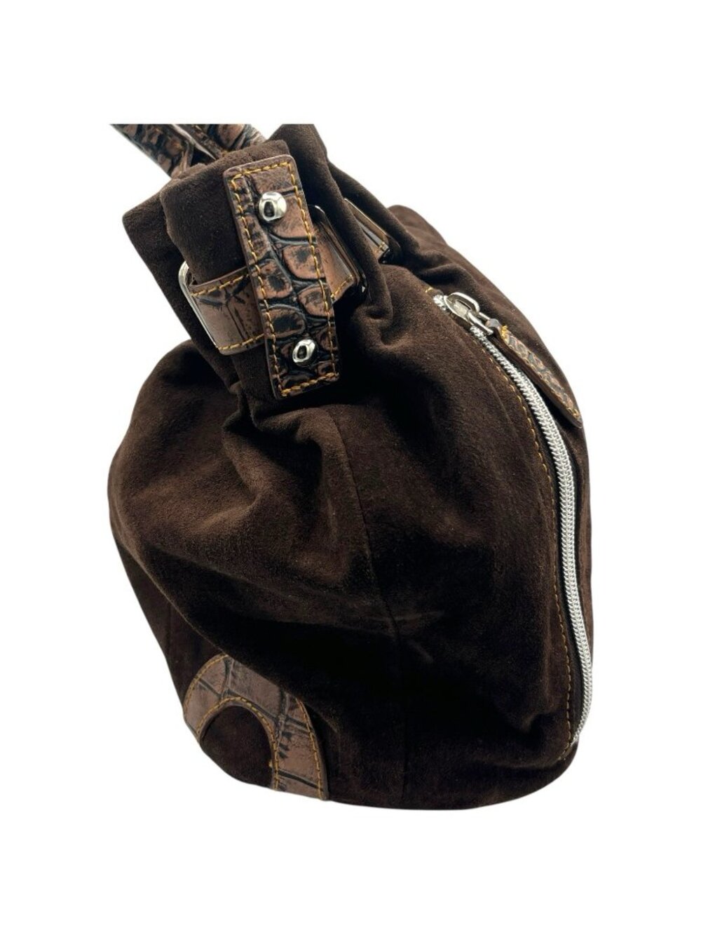 Gun Tote’n Mamas Adjustable Concealed Carry Brown Leather Suede Purse - Picture 3 of 16